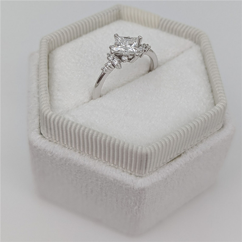 Jewelry 1.0 Carat Princess Lab Diamond Ring For Women 18K 14K Real Gold Womens Wedding Ring Engagement Fashion Design Anniversary Gift For Her