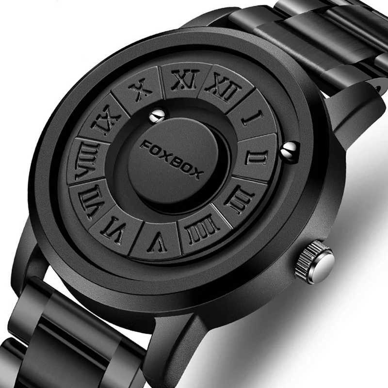 FOXBOX Watch Personalized Fashion Floating Magnetic Pointer Ball Free Bearing Creative Simple Waterproof Mens Quartz Watch Y250407