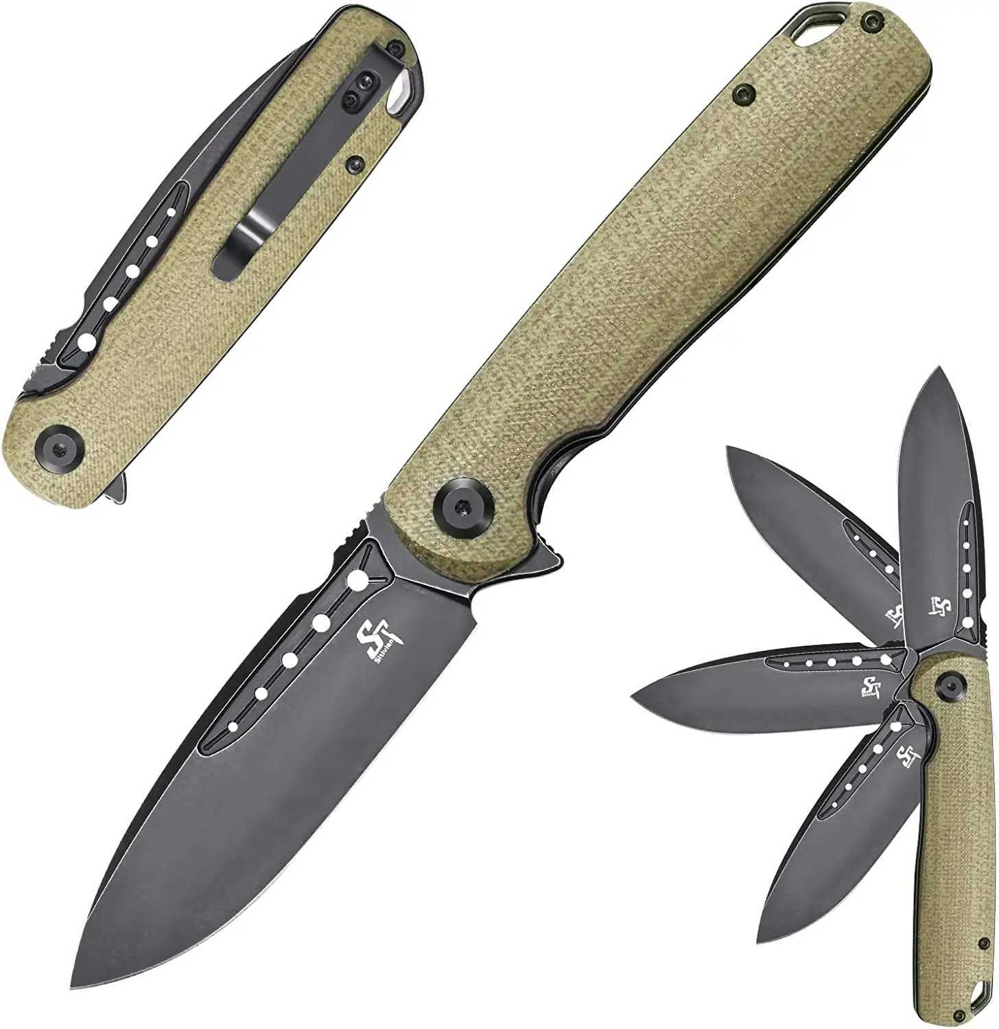 Sitivien ST131 Pocket Folding KnifeD2 Steel Blade G10/ Micarta Handle EDC Folder for Working Camping Survival Home Using Tool Z250408