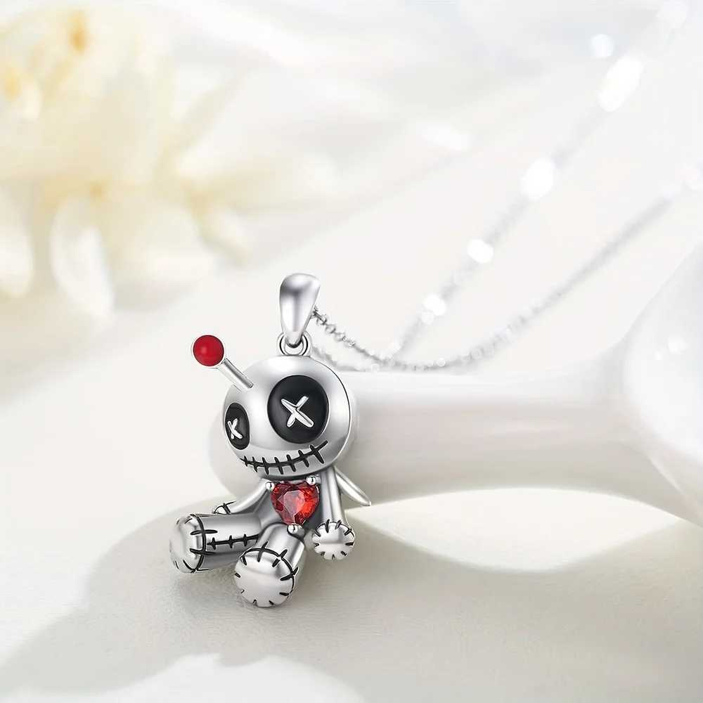 Creative Funny Voodoo Doll Red Heart Pendant Necklace for Women Trendy Punk Cartoon Girl Holiday Decoration AccessoriesC250407