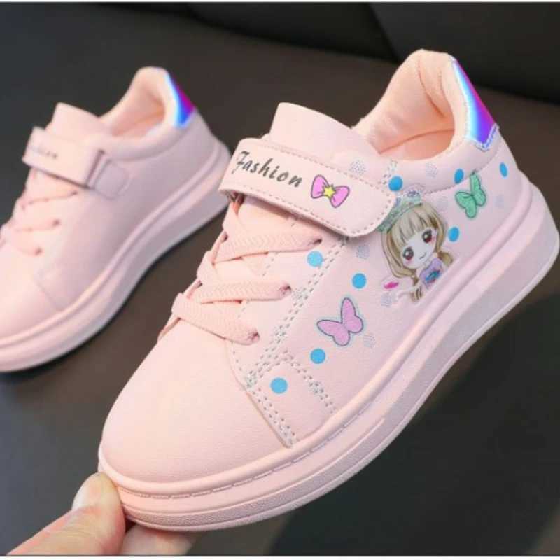 Zapatillas Childrens Shoes Childrens Casual Shoes Spring 2023 New Childrens Sports Shoes Leather Upper Girls Shoes White Shoes Board Shoes W250407