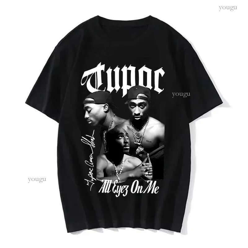 Summer Fashion T-shirt Rapper Tupac Top Hip Hop Strt Wear Oversized Short Slve T shirt Mens And Womens Tshirts X250313