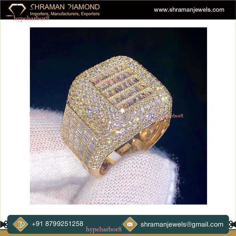 High quality eye-catching luxury VVS1 DEF color 5.14 CTS and 15.44g chilled long stick men's ring