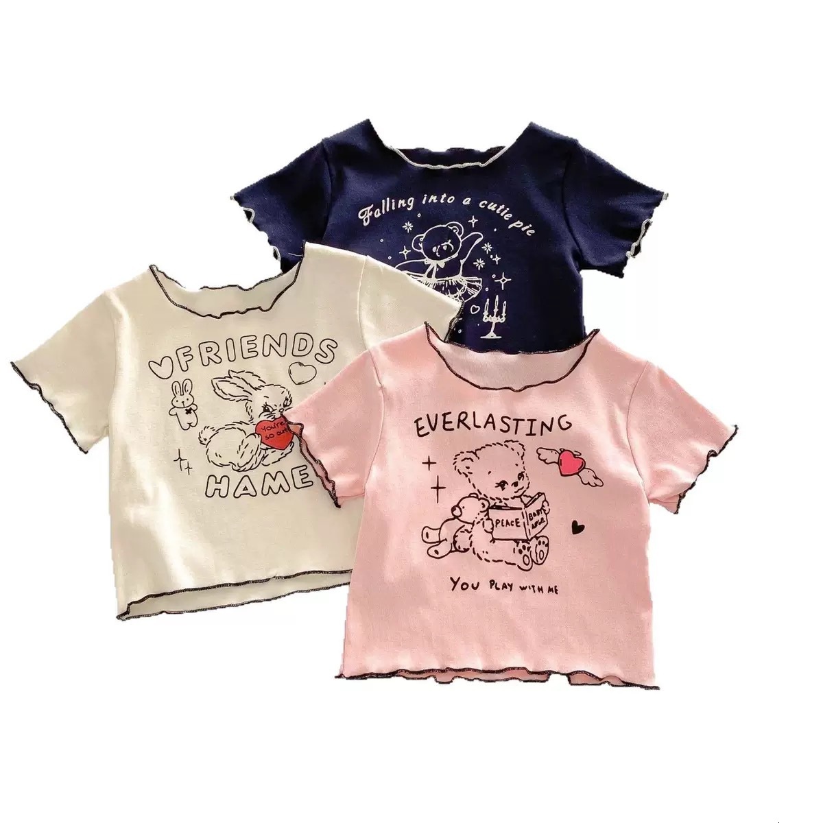 Ddmyshoesvip Children S Clothing Girls Short Sleeved T Shirt Summer New Item Children S Versatile Mushroom Edge Top Baby Girl Printed T Shirt Trend