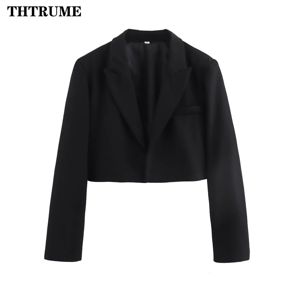 Fashionable womens white basic jacket elegant solid long sleeved autumn and winter open front casual short office 250407