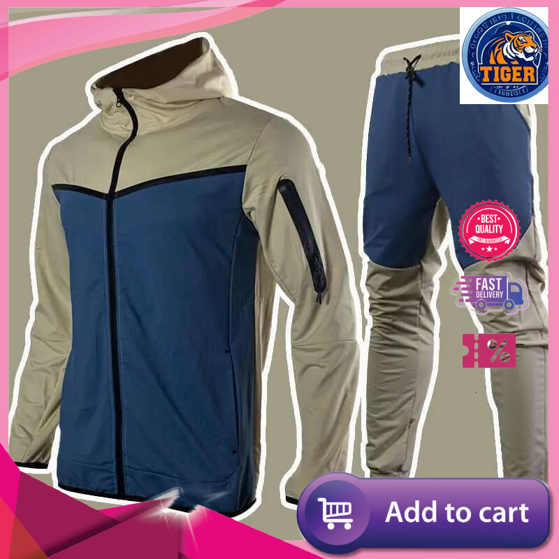 Ddmytiger Ddmytiger Men S Autumn Winter Full Set With Hood Sports Jacket Sweatshirt Long Sleeves Pants Color Blocked Open Cardigan Tighthoodie Suit