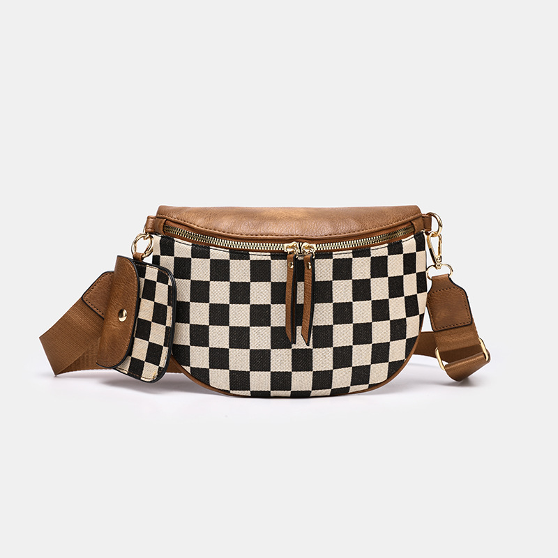 new checkered chest bag waist bag fashion single shoulder crossbody bag trendy versatile