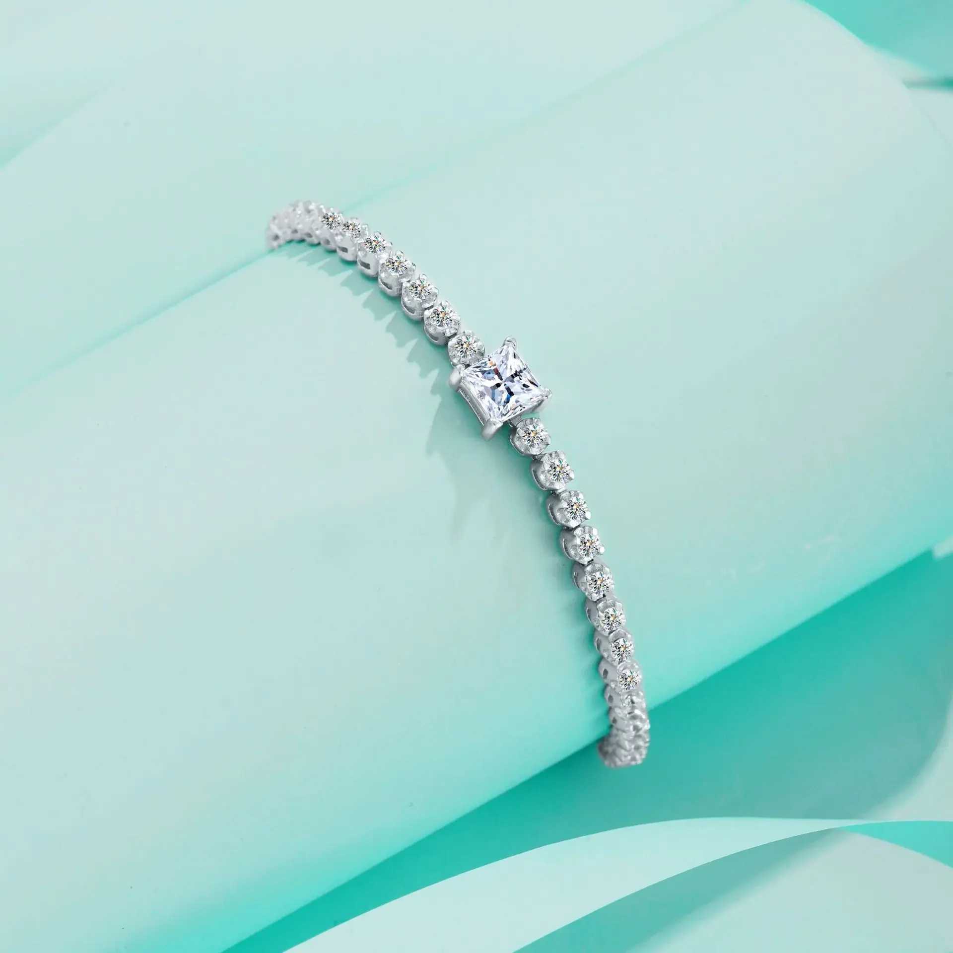 1ct D Color Princ Cut GRA Tennis Moissanite Bracelet For Wen 925 Sterling Silver Diamond Jewelry Anniversary Gift BraceletsC250408