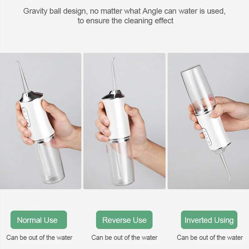 Oral Rinse Kit Portable Dental Sink USB Charging Sink Teeth Pick 4 Tip 220ml 3 Mode IPX7 1400rpm M250408