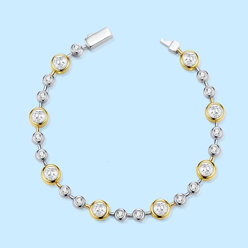 Different Stones Moissanite Bracelet Sterling 925 Silver Two Tone Plated Gra Certificate Bracelet Women Fine Jewelry Bracelet