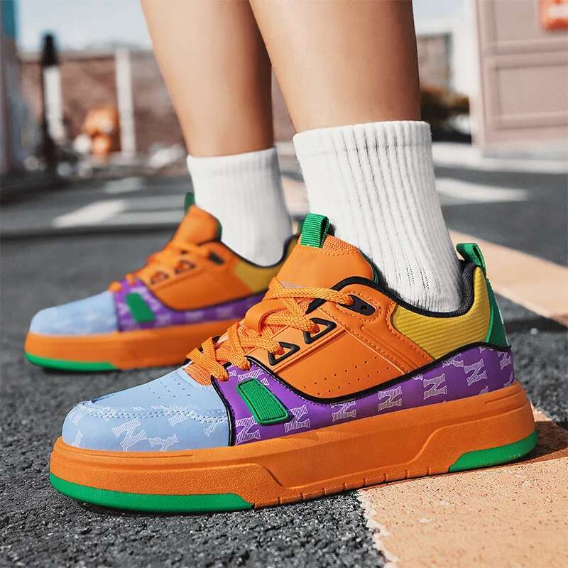 2025 New Men's Leather Skateboarding Patch Strap Designer Men's Designer Shoes Comfortable Thick Bottom Skateboarding Sports Shoes Men'