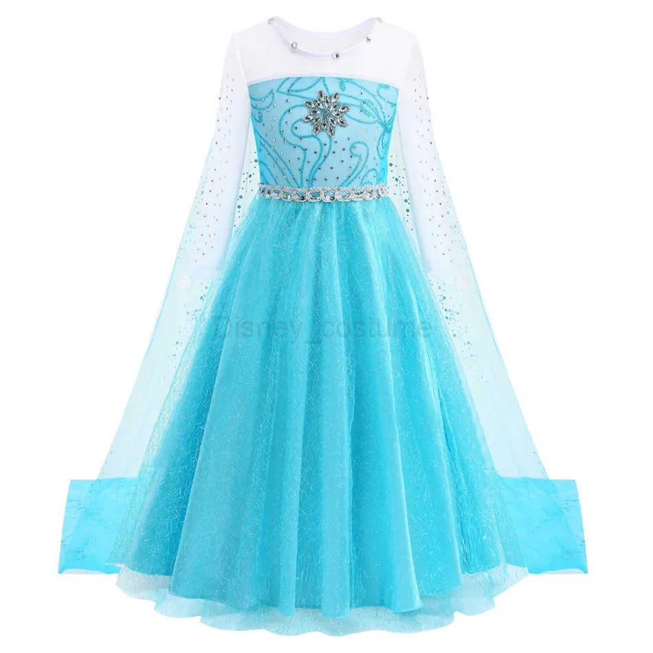 Disney Snow Queen Elsa Kids Costumes For Girls 2024 Carnival Party Prom Gown Robe Play Children Clothes Frozen Princess Dresses X250408