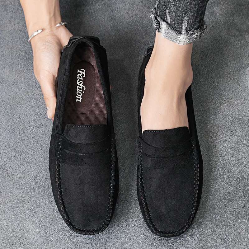 Fashion Suede Casual Breathable Comfort Slip-On Driving Brand Men Loafers Mens Lazy Shoes Moccasins