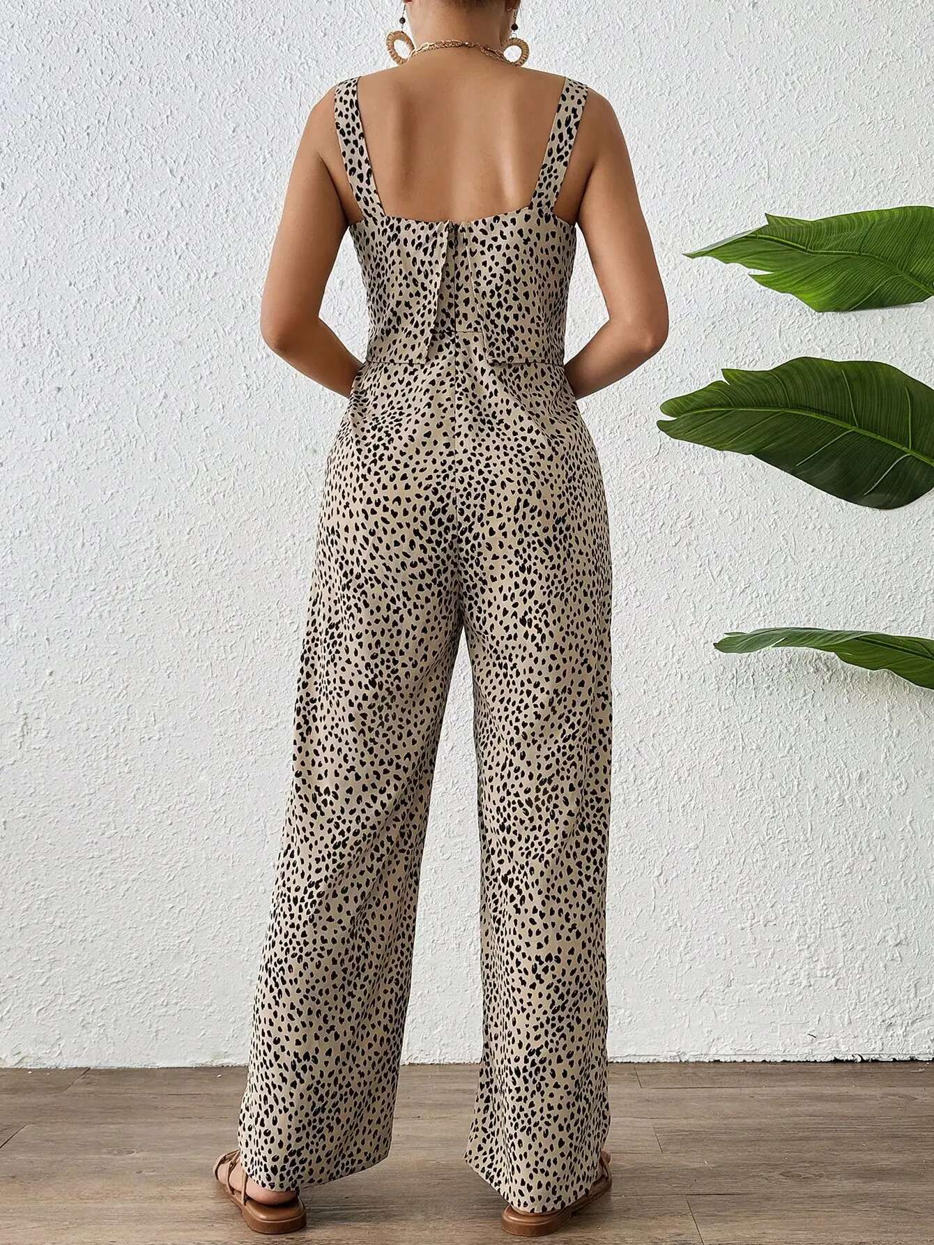 Elegant Casual Women's H Edition Double Strap Printed Romper