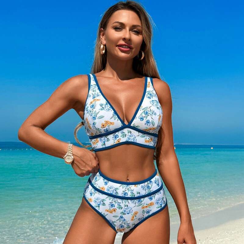 New European American with edge bikini, sports split swimsuit women, casual and versatile fashion clothing for 2025