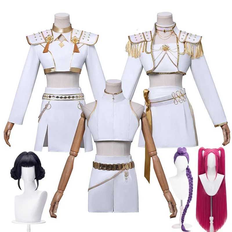 Kpop Rumi Zoey Mira Cosplay Costume Wig Women Girls White Leather Suit Halloween Carnival Party Comic-con Role Playing Outfit K251107