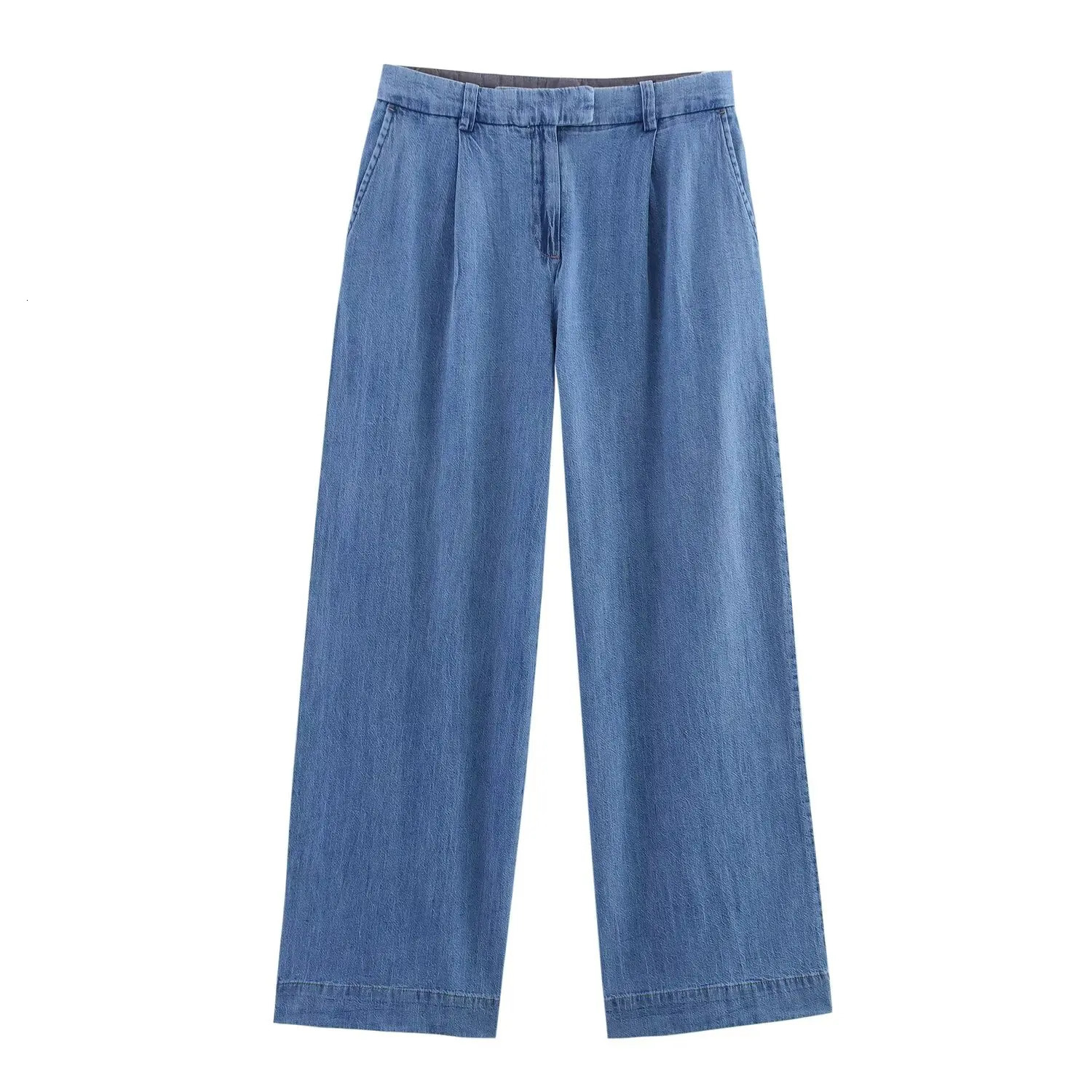 European and American style spring high waisted wide leg jeans fashionable fully matched casual pants 250407