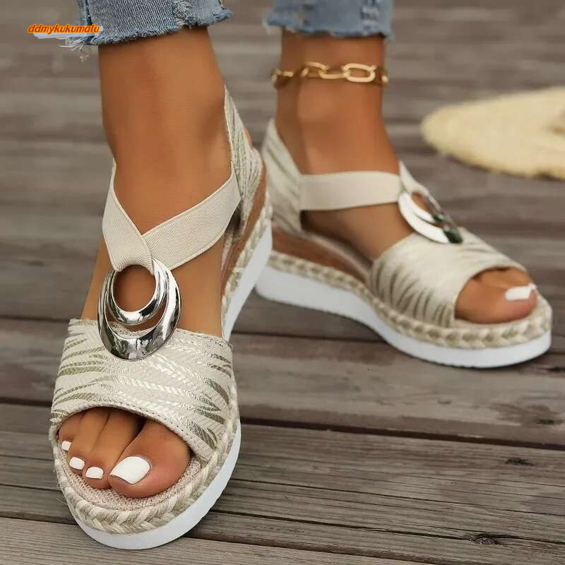 Women's Wedges 2024 Summer Snake Print Platform Gladiator Shoes Woman Comfort Casual Med High Heels Sandals ddmykukumalu