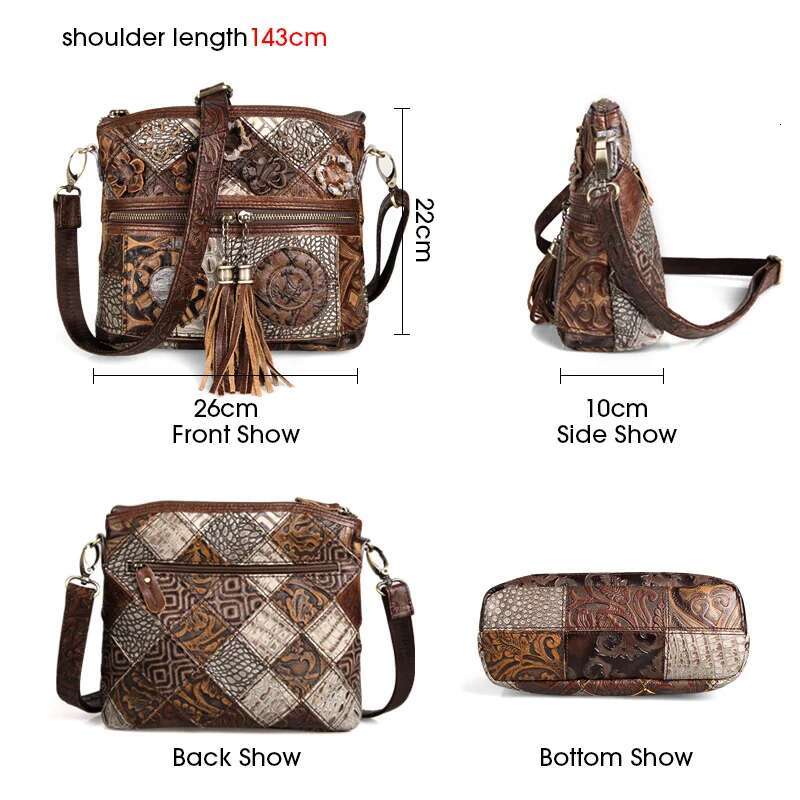 Crossbody Bags Cowhide Genuine Leather Designer Classic Tassels Shoulder Handbags Retro Causal Women Satchles Sac