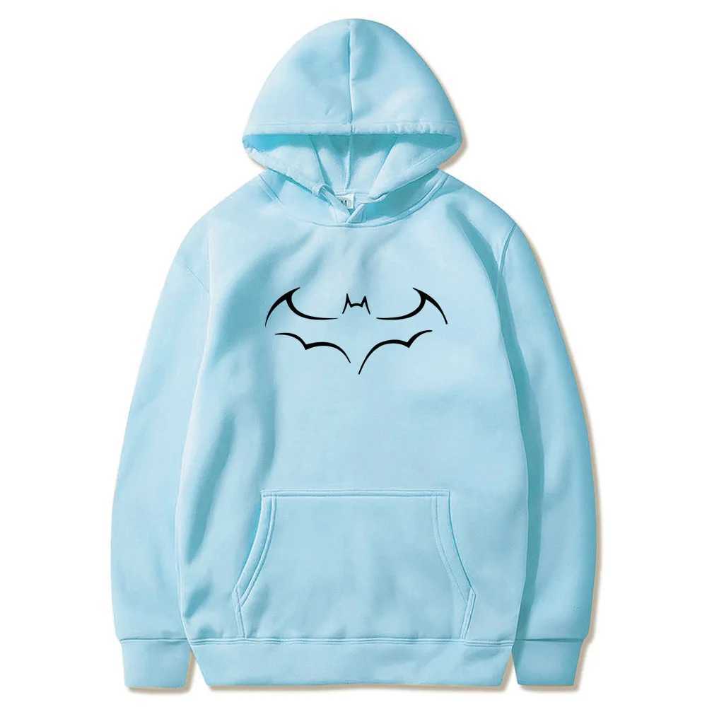 Mens Bat Printed Loose Fit Hoodie Casual Round Neck Warm Autumn Fashion Mens Sportswear W250408