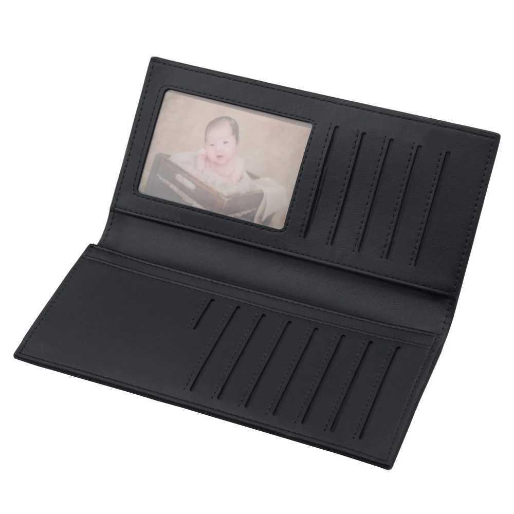 Wallet Long Bussiness Card Holder Double fold Wallet Aluminum Metal PU Leather Purse Checkbook Mini Card Wallet For Man H2511071