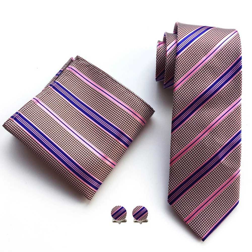 Business Mens Tie Luxury Striped 8cm NeckTie Pocket Square Cufflinks Set For Men Formal Fashion Wedding High Quality Gravata X250407