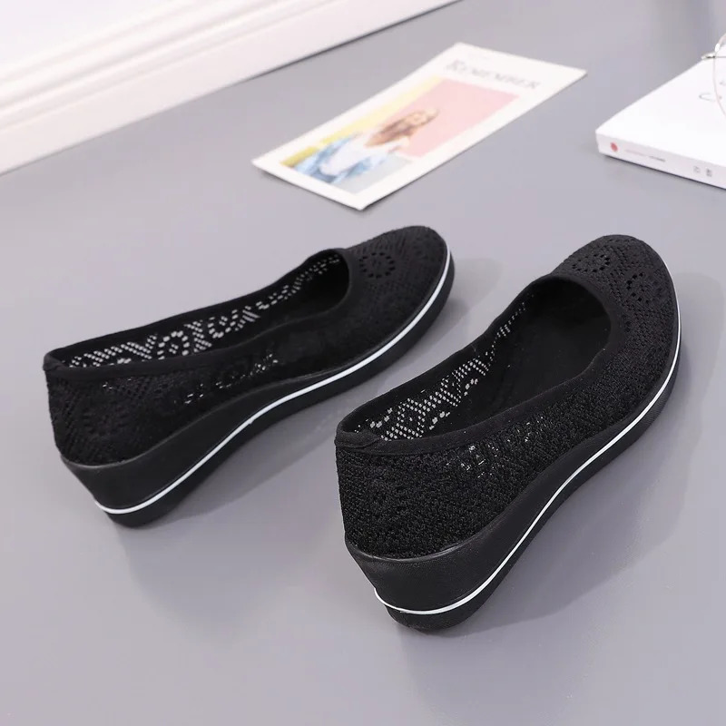 White Lace Hollow Breathable Little White Shoes Flat Mid Wedge Heel Womens Summer Beauty Shoes Size 34-41 White Sneakers Women 250407