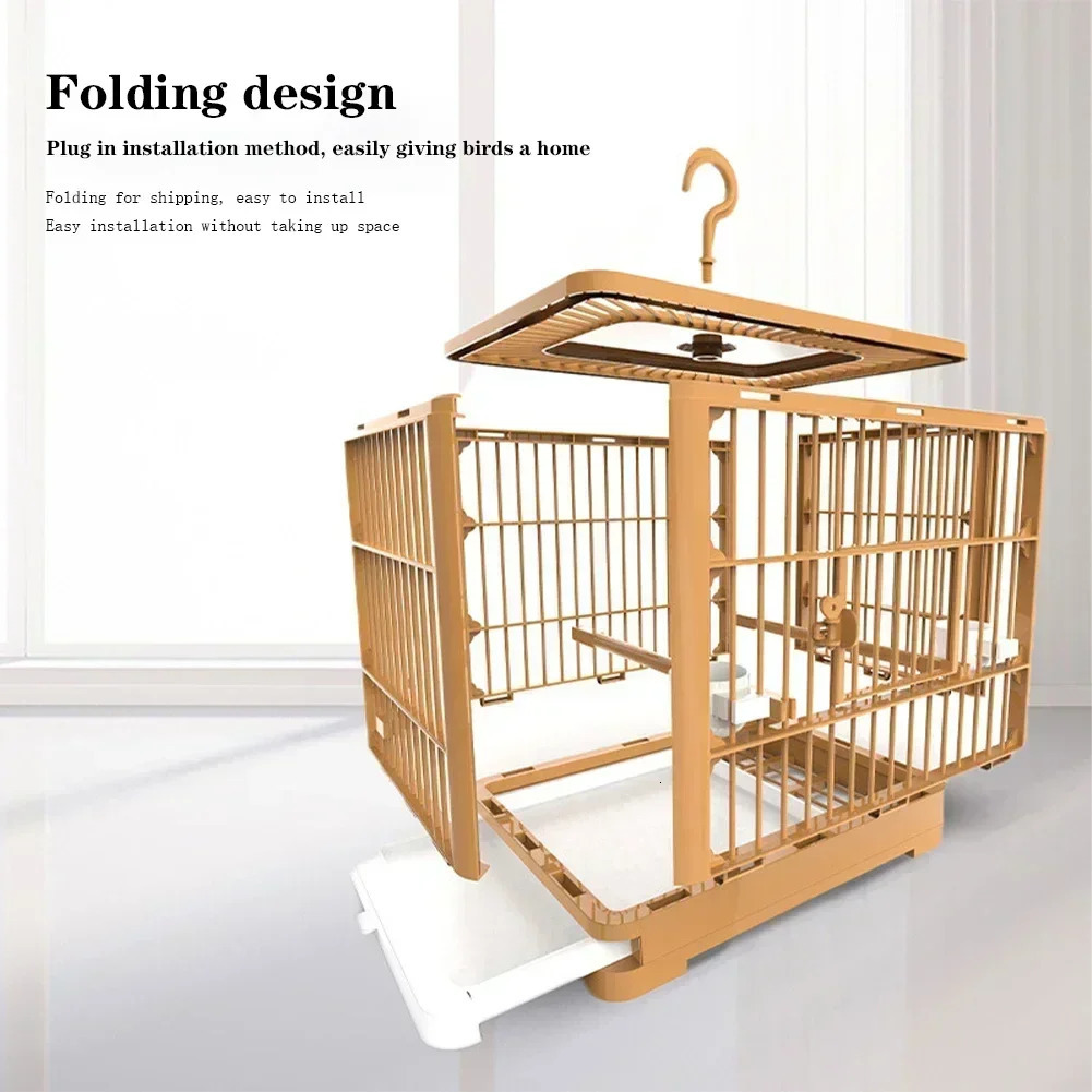 Portable bird container bird travel birdcage with handle large space breathable folding birdcage set bird accessories 250403