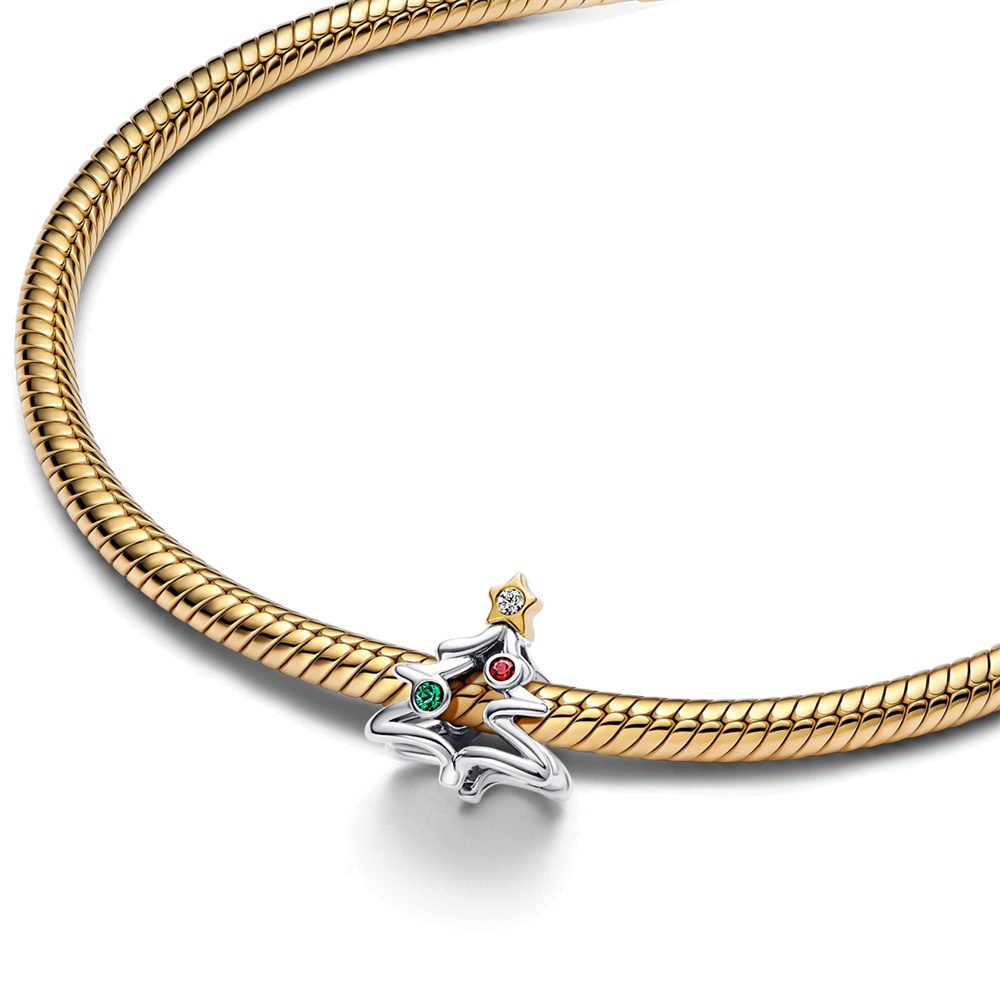 FewDook New Year 2025 Christmas Series Reindeer Elf Bell Wreath Murano Glass Bead Fit Pan Charms Bracelets Making X-mas Fashion Jewelry Gift DIY