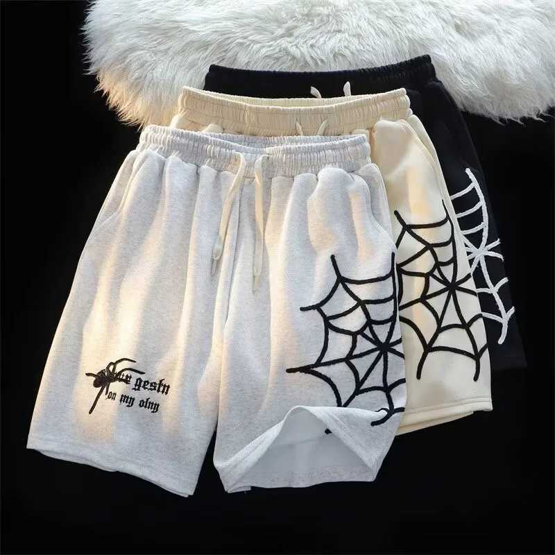 Plus Size M-8XL Mens Shorts Cartoon Cobwebs Spiders Print Shorts Sports Fitness Drawstring Shorts Mens Beach ShortsXJ250407