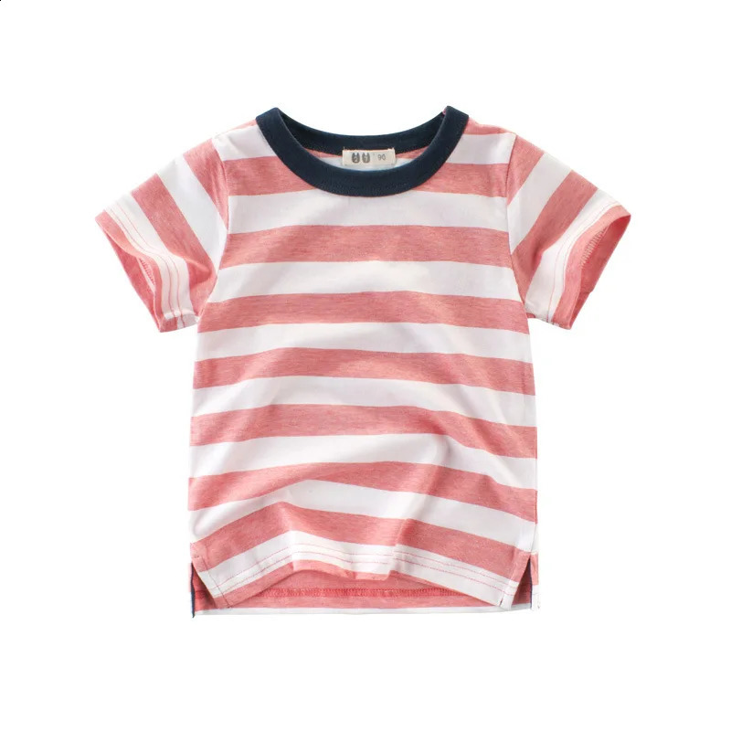 OLEKID 2025 Summer Stripe Children Boys T-shirts Printed Letter 2-8 Years Kids Little Boy Tops Short Sleeve Toddler Tees Clothes 250408