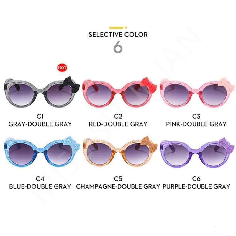 2024 Lovely Cat Eye Children Sunglasses Personality Bowknot Sun Glasses Kids Cute Baby Eyewear Trend Girls Boy Eyeglasses