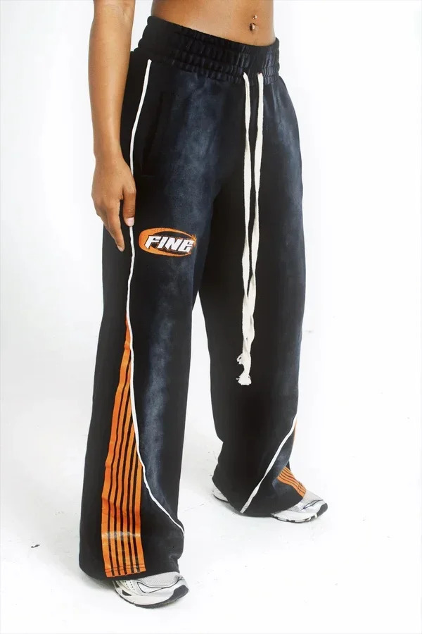 Fashion Trend Y2k Striped Pants American Retro Hip Hop Mens Running Drag Sports Loose Goods Trouser Street Clothing 250403