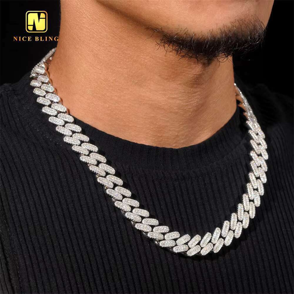 Moissanite Hip Hop Jewelry Sier VVS Necklace Iced Cuban Chain