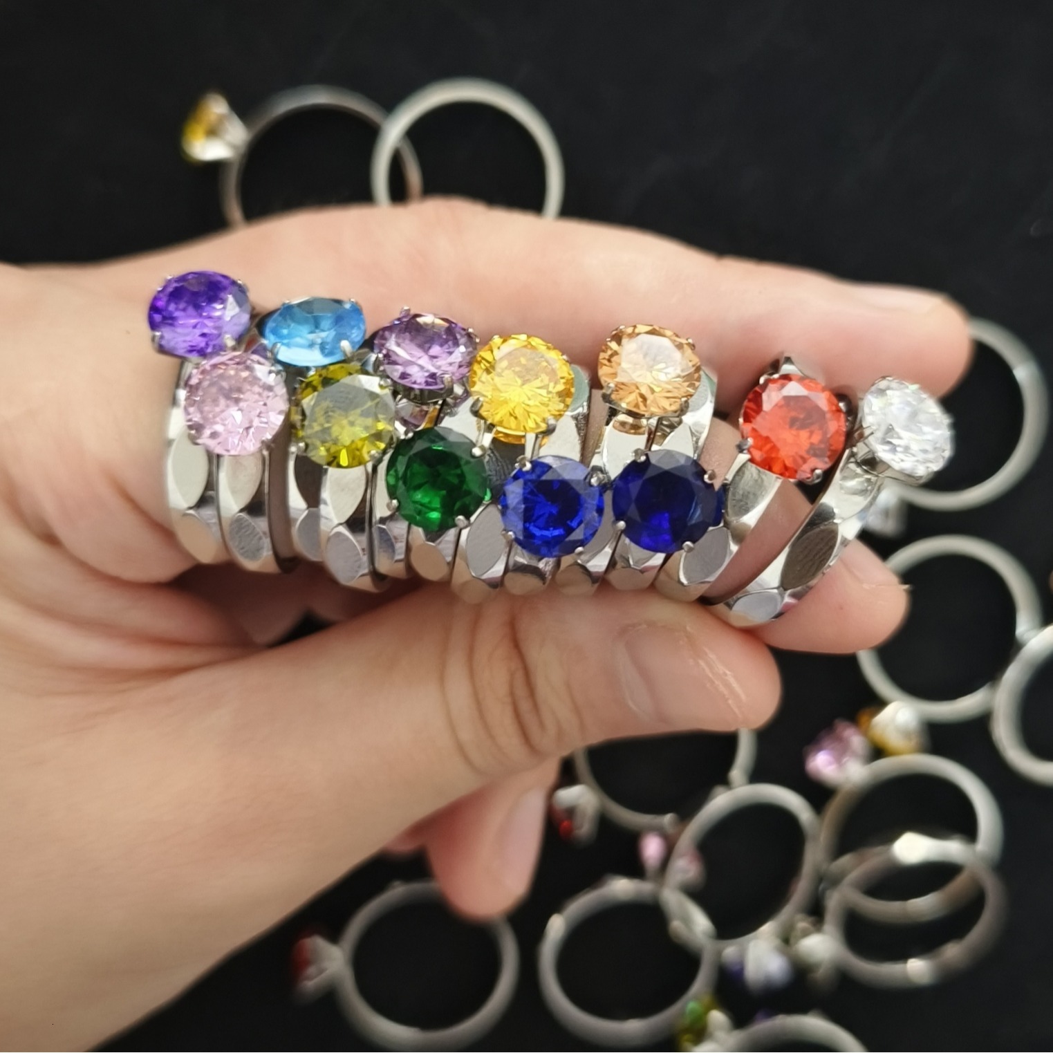 Top Source New Twelve Birthdays December Birth Stone Zirconia Hand Decoration Month Stainless Steel Ring