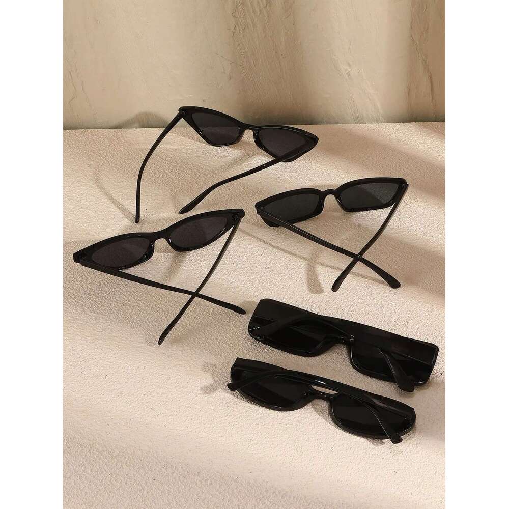 5PCS Plasti Fashion Cat Eye Frame Women Sunglasses For Daily Life Men ShadesOutdoor Casual Activities DrivingAccessories.