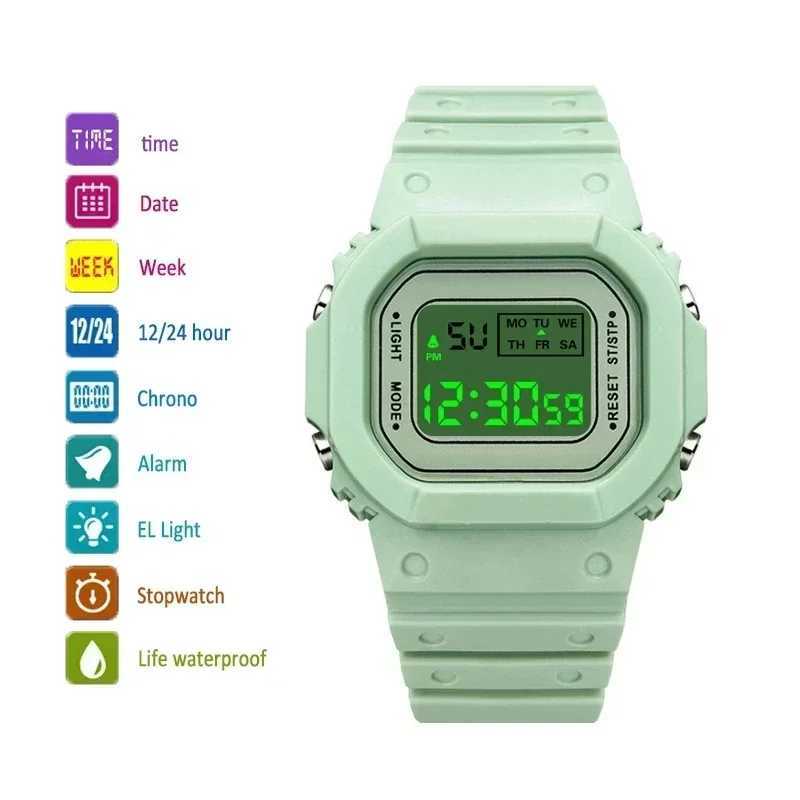 New Fashion Transparent Electronic Watch LED Womens Watch Sports Waterproof Electronic Watch Candy Multi Color Student GiftT250408