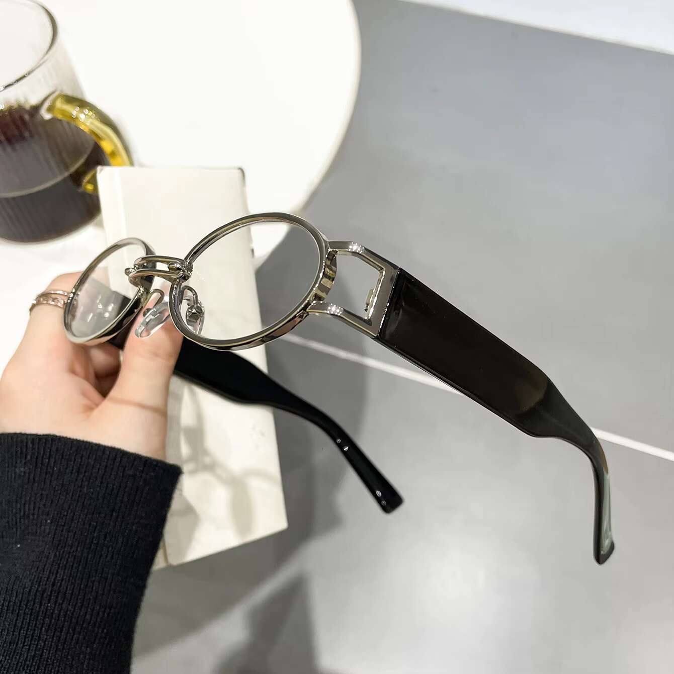 Manufactory Direct Retro Metal PC Oval Steampunk Small Frame Eyewear Uv400 Shades Sunglasses