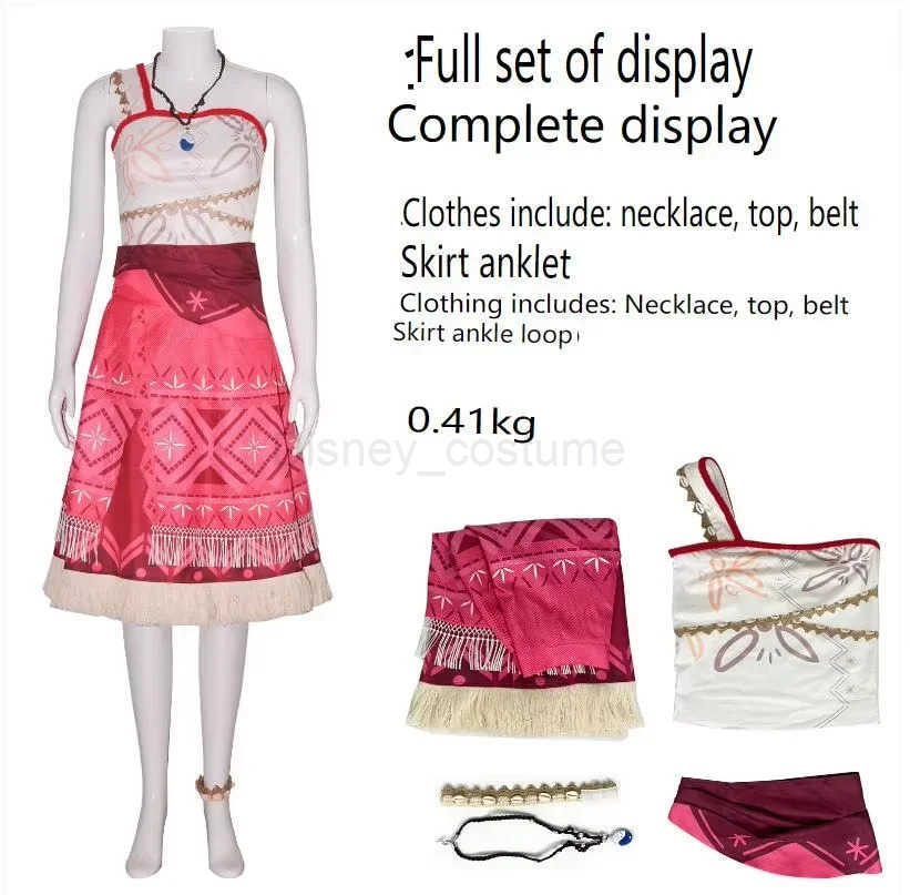 Disney Costume de Cosplay Moana pour Femme AdulteRobe de Princesse VaianaCollierUniformeTrempixde Noelen Stock X250408