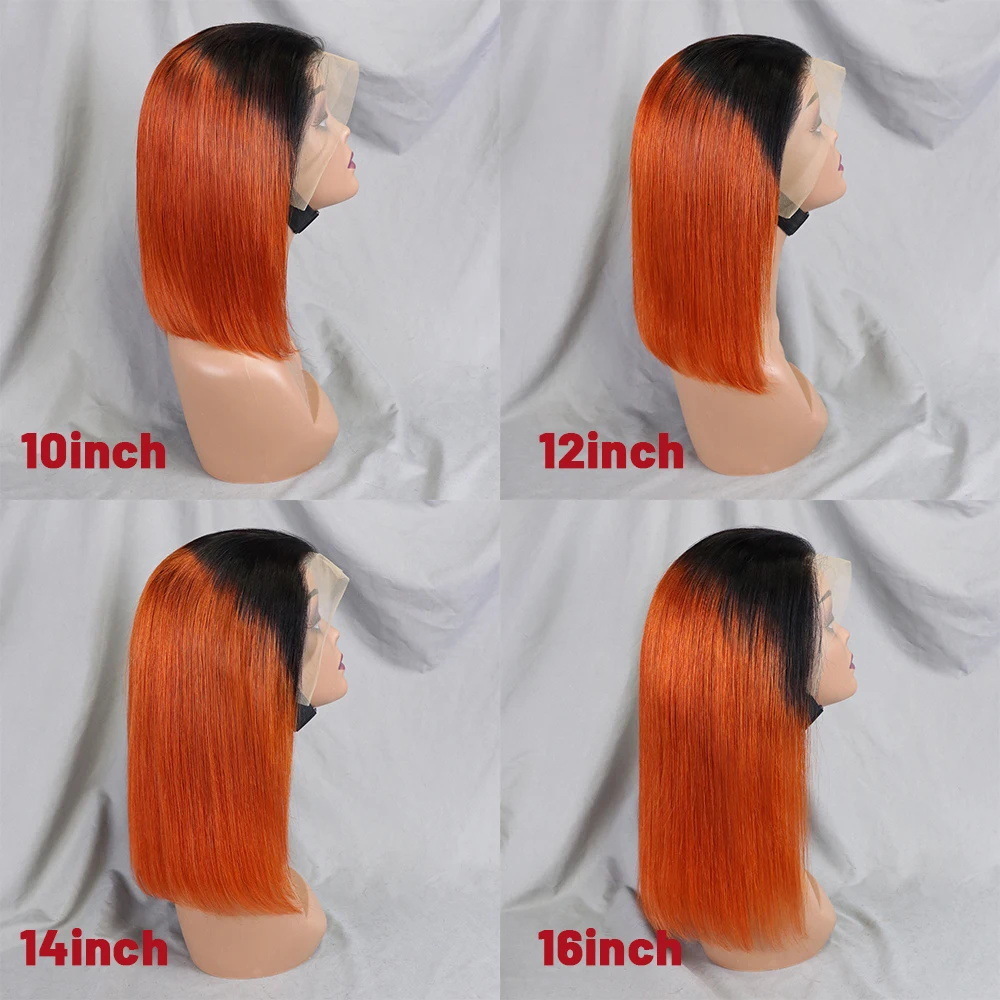 Bone Straight Lace Frontal Wig Short Bob 1B/350 Human Hair