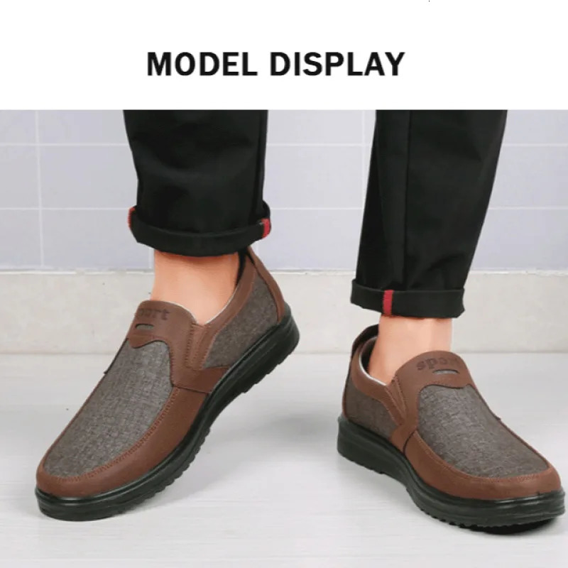 Mens Canvas Slip On Loafer Orthopedic Pain Relief Breathable Soft Sole Flats Shoes Outdoor Lightweight Non-slip Walking Shoes 251107