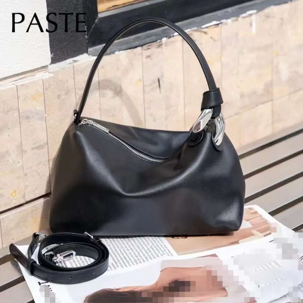 Ins Chic Original Design Soft Hobo Tote Wine Red Grey Color First Layer Cow Leather Women Shoulder Bag Elegant Purse
