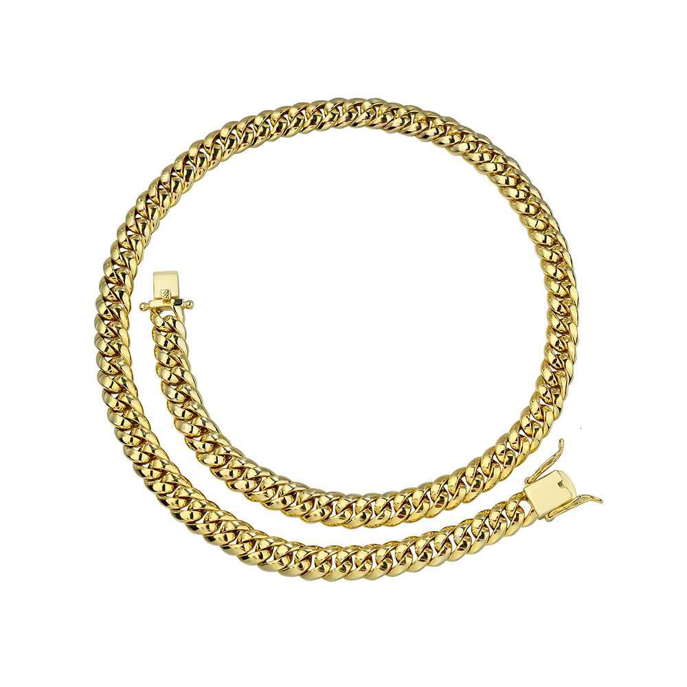10K 14K 18K Gold Plated Hip Hop 925 Sterling Silver Non Tarnish Miami Cuban Link Chain Necklace for Men Fine Jewelry