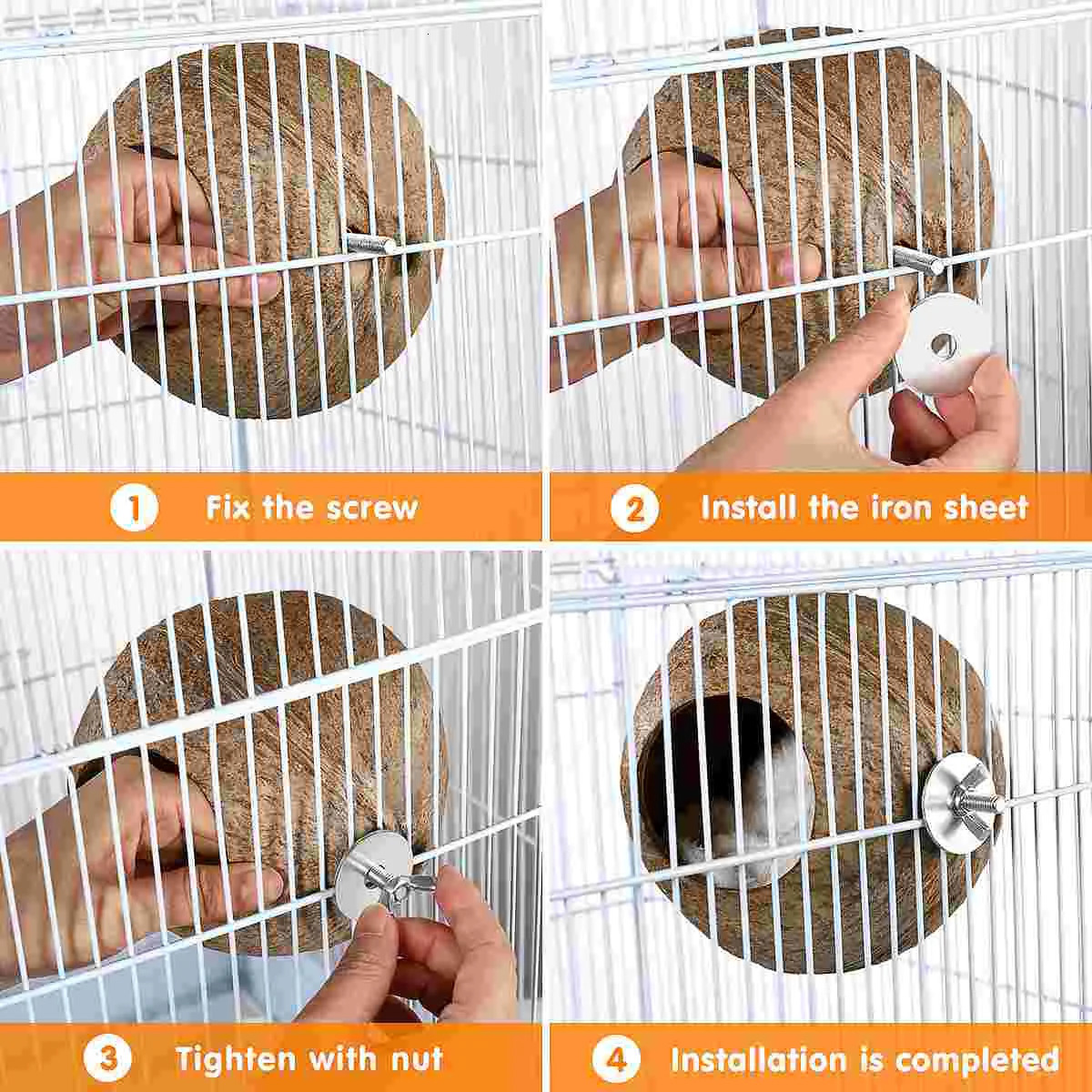 Birdcage Pet Bird Nest Hanging Bird Coconut Shell Bamboo Wood 250403