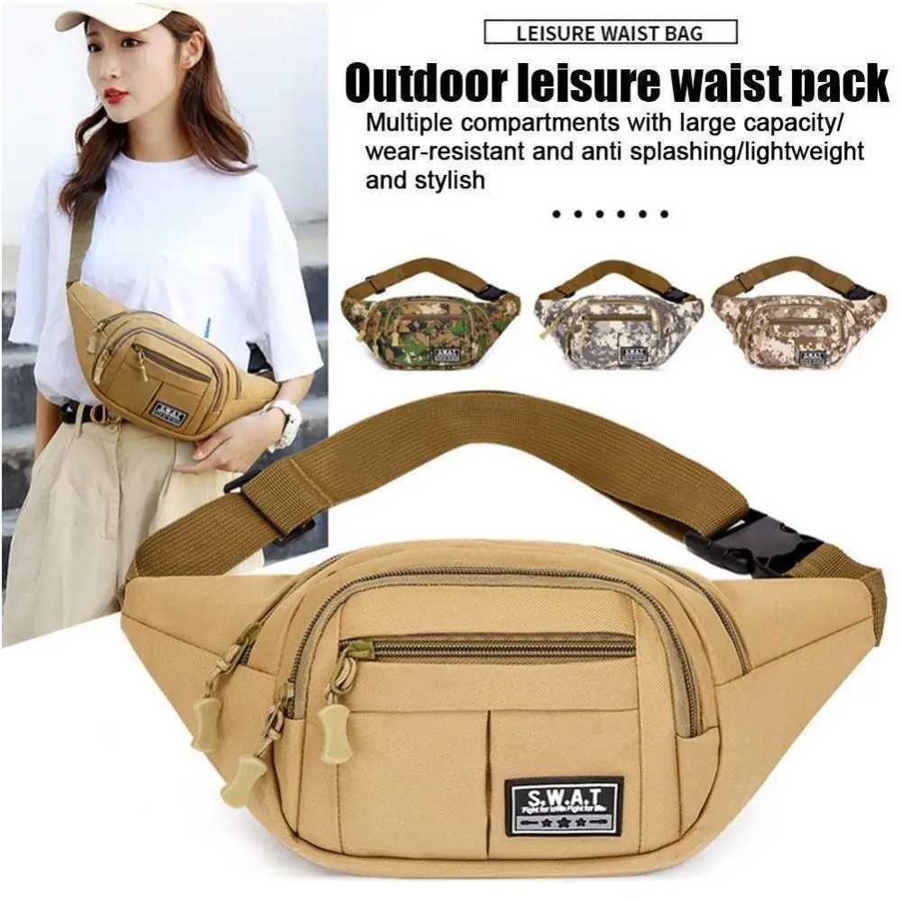 Large capacity outdoor waist bag multi-layer sling bag new nylon waterproof camouflage bag Z250407