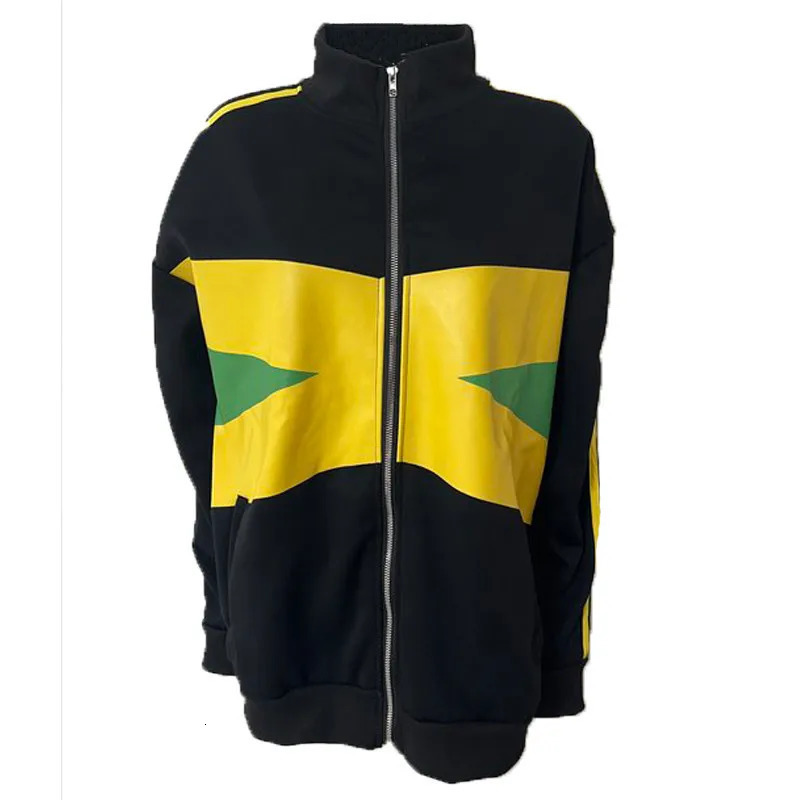 AutumnWinter Y2K Mens and Womens Retro Street Jamaican Sportswear Letter ed Zipper Gothic Jacket Coat 250407