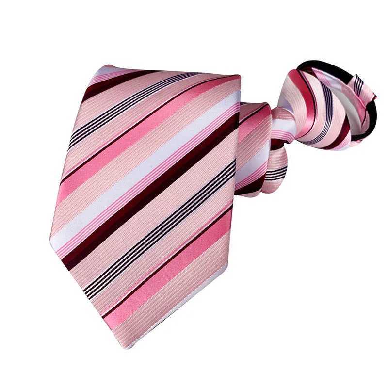 Hot Sell Style 8CM Zipper Tie Men Bridegro Wedding Necktie Lazy Pre-tied Ties Striped Zipper Necktie For Men Wen Wholes X250407
