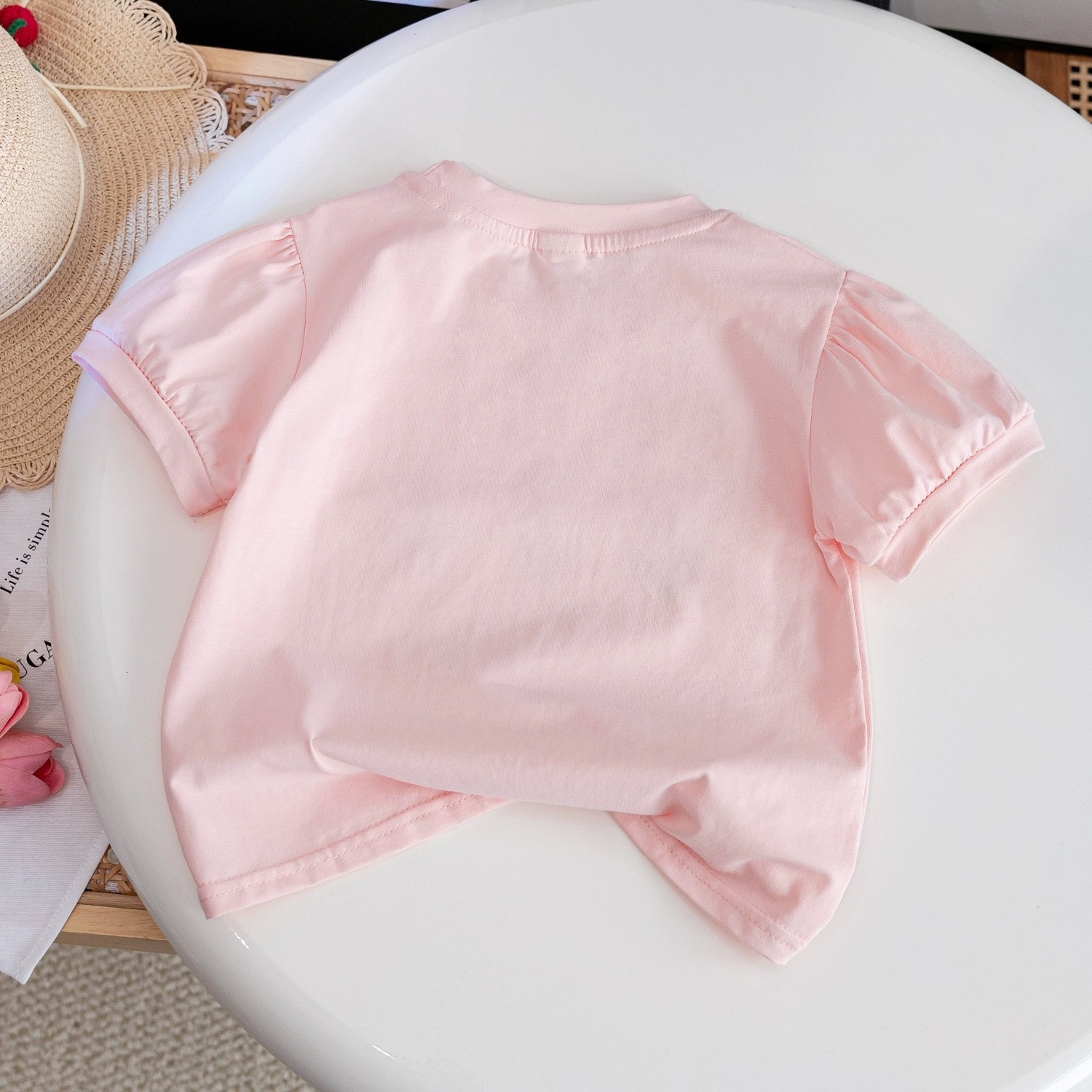 Ddmyshoesvip Girls Short Sleeves Edition Pure Cotton Korean Cute Baby Girl Western Style Three Dimensional Flower Children S T Shirt Summer Fashion