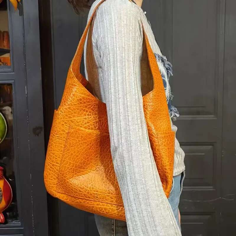 Women's Lady Tote Underarm Genuine Leather Oiled Hand Bag Ladies Retro Style Designer Fashion Women Bags 2024 Shopping