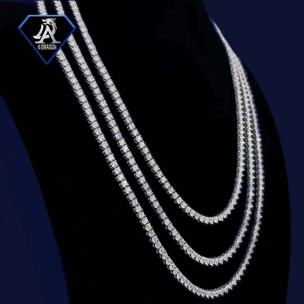 New Arrival 3mm 925 Silver Moissanite Single Stone Hip Hop Claw Necklace for Men